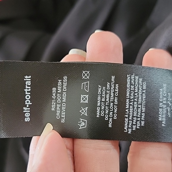 Self-Portrait Size 2 Black Crepe Dot Mesh Midi Dress. Excellent Used Condition - Picture 14 of 15